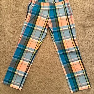 NWT Brooks Brothers girls Blue and pink Plaid pants size 8